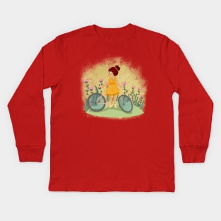 Summer trip with bicycle Kids Long Sleeve T-Shirt